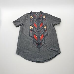 Women's Sean John L T Shirt V Neck Short Sleeve Gold Graphic geometric African